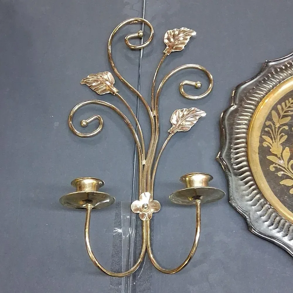 3 Pc Brass‎ Sconces(2) & Wall Plate.
